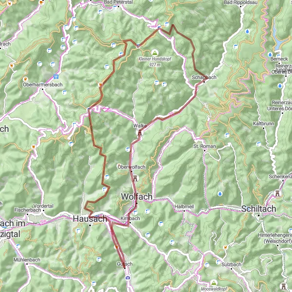 Karten-Miniaturansicht der Radinspiration "Hausach Loop" in Freiburg, Germany. Erstellt vom Tarmacs.app-Routenplaner für Radtouren