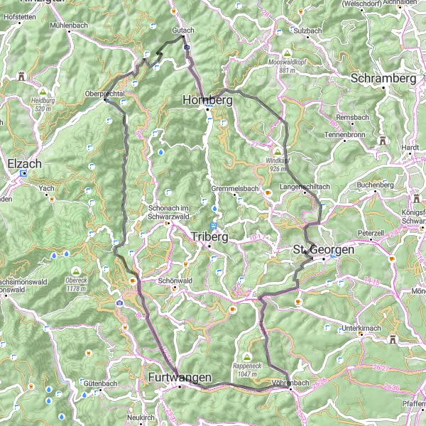 Karten-Miniaturansicht der Radinspiration "Schwarzwald Panorama Tour" in Freiburg, Germany. Erstellt vom Tarmacs.app-Routenplaner für Radtouren