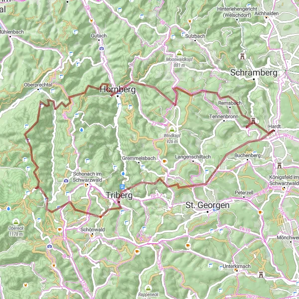 Karten-Miniaturansicht der Radinspiration "Bergabenteuer im Schwarzwald" in Freiburg, Germany. Erstellt vom Tarmacs.app-Routenplaner für Radtouren