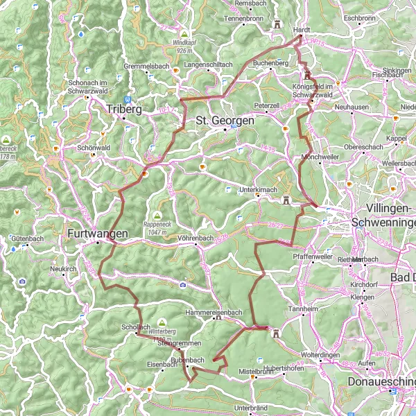 Karten-Miniaturansicht der Radinspiration "Gravel Tour durch den Schwarzwald" in Freiburg, Germany. Erstellt vom Tarmacs.app-Routenplaner für Radtouren