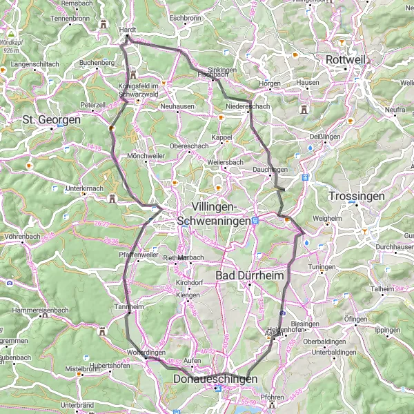 Karten-Miniaturansicht der Radinspiration "Panoramafahrt durch den Schwarzwald" in Freiburg, Germany. Erstellt vom Tarmacs.app-Routenplaner für Radtouren