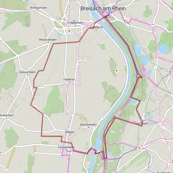 Karten-Miniaturansicht der Radinspiration "Gravelroute durch das Dreisamtal" in Freiburg, Germany. Erstellt vom Tarmacs.app-Routenplaner für Radtouren