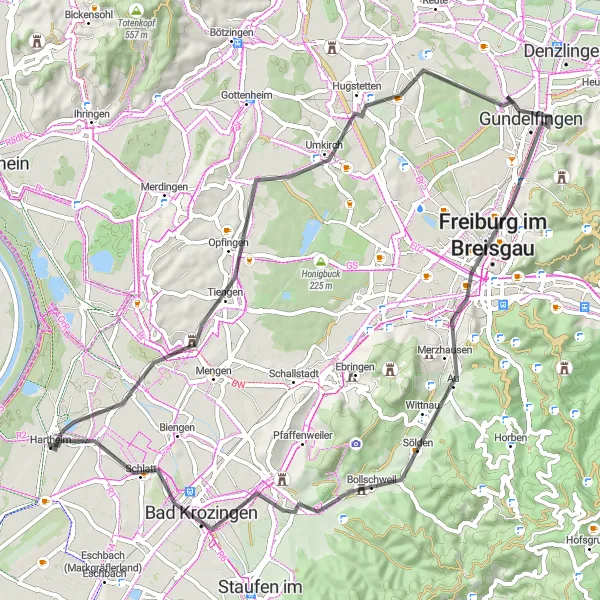 Karten-Miniaturansicht der Radinspiration "Auf den Spuren der Kaiserstühler Winzer" in Freiburg, Germany. Erstellt vom Tarmacs.app-Routenplaner für Radtouren