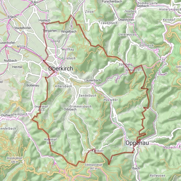 Karten-Miniaturansicht der Radinspiration "Kleine Gravel-Tour durch den Schwarzwald" in Freiburg, Germany. Erstellt vom Tarmacs.app-Routenplaner für Radtouren