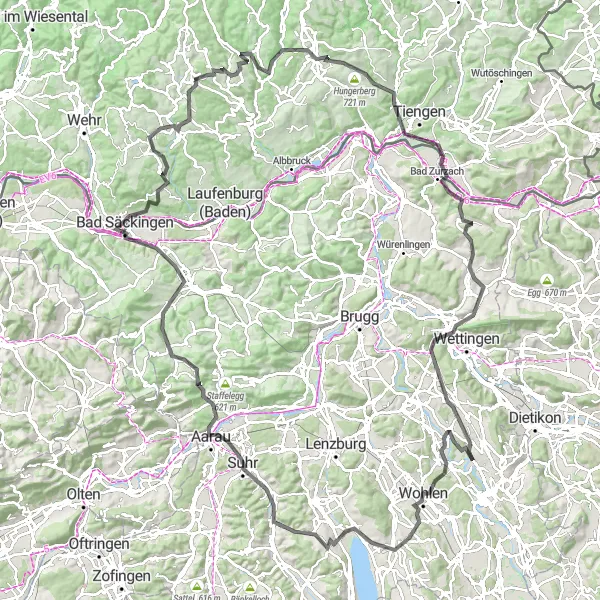 Map miniature of "Herrischried to Baldegg" cycling inspiration in Freiburg, Germany. Generated by Tarmacs.app cycling route planner