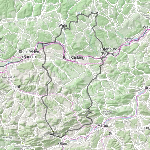Map miniature of "Herrischried Hoheneck Loop" cycling inspiration in Freiburg, Germany. Generated by Tarmacs.app cycling route planner