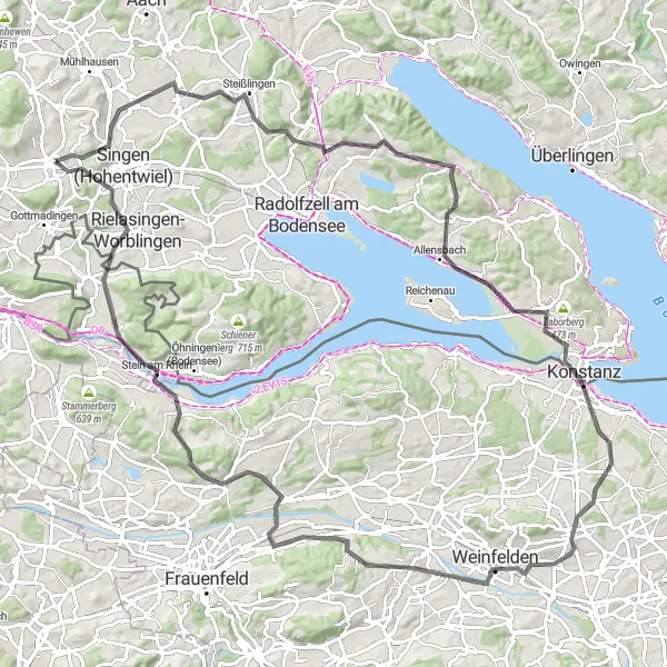 Karten-Miniaturansicht der Radinspiration "Roadbike-Tour rund um Hilzingen" in Freiburg, Germany. Erstellt vom Tarmacs.app-Routenplaner für Radtouren