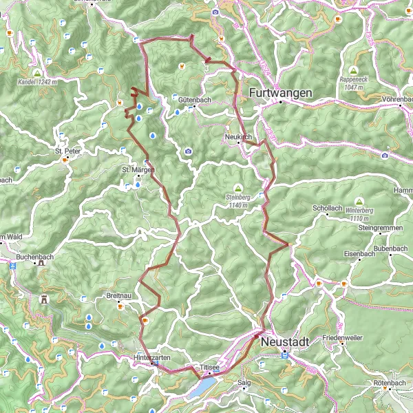 Karten-Miniaturansicht der Radinspiration "Titisee und St. Märgen Rundtour" in Freiburg, Germany. Erstellt vom Tarmacs.app-Routenplaner für Radtouren