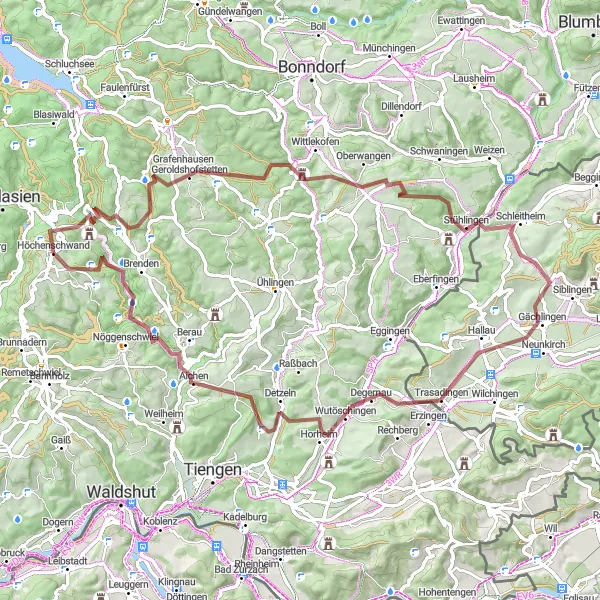 Karten-Miniaturansicht der Radinspiration "Bergiges Abenteuer vorbei an Staufenkopf und Aichen" in Freiburg, Germany. Erstellt vom Tarmacs.app-Routenplaner für Radtouren