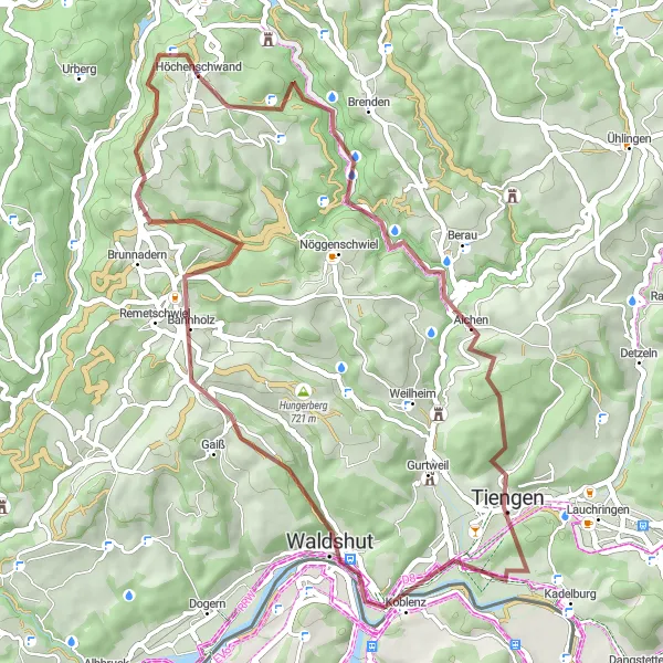 Map miniature of "Nature Escape" cycling inspiration in Freiburg, Germany. Generated by Tarmacs.app cycling route planner