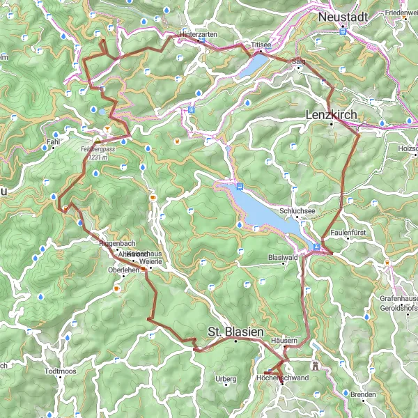 Karten-Miniaturansicht der Radinspiration "Gravel Paradise Loop" in Freiburg, Germany. Erstellt vom Tarmacs.app-Routenplaner für Radtouren