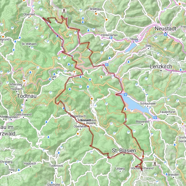 Karten-Miniaturansicht der Radinspiration "Abenteuerliche Tour durch St. Blasien und Lindenbuck" in Freiburg, Germany. Erstellt vom Tarmacs.app-Routenplaner für Radtouren