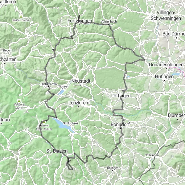 Karten-Miniaturansicht der Radinspiration "Majestic Black Forest Adventure" in Freiburg, Germany. Erstellt vom Tarmacs.app-Routenplaner für Radtouren