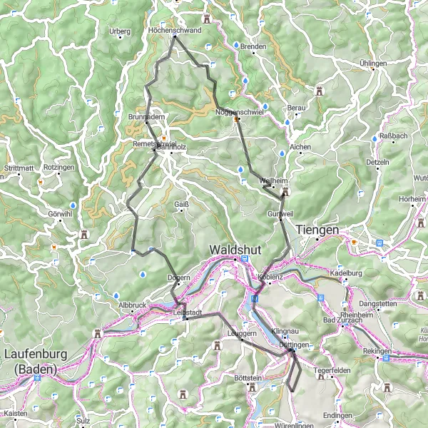 Karten-Miniaturansicht der Radinspiration "Höchenschwand Heritage Loop" in Freiburg, Germany. Erstellt vom Tarmacs.app-Routenplaner für Radtouren