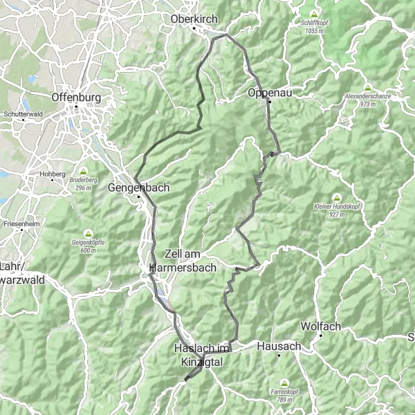 Karten-Miniaturansicht der Radinspiration "Genussvolle Rundfahrt durch die Ortenau" in Freiburg, Germany. Erstellt vom Tarmacs.app-Routenplaner für Radtouren