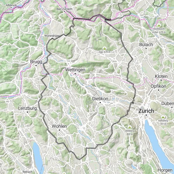 Karten-Miniaturansicht der Radinspiration "Hochrhein Route" in Freiburg, Germany. Erstellt vom Tarmacs.app-Routenplaner für Radtouren