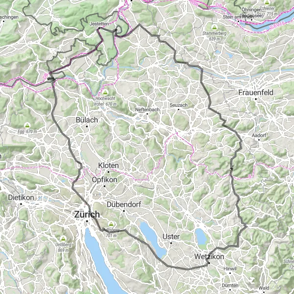 Karten-Miniaturansicht der Radinspiration "Zürcher Oberland Tour" in Freiburg, Germany. Erstellt vom Tarmacs.app-Routenplaner für Radtouren