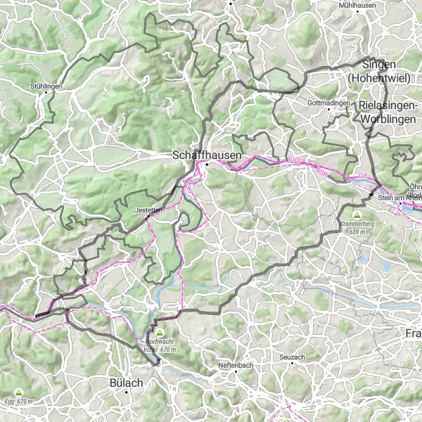 Karten-Miniaturansicht der Radinspiration "Rheinfall und malerische Landschaften" in Freiburg, Germany. Erstellt vom Tarmacs.app-Routenplaner für Radtouren