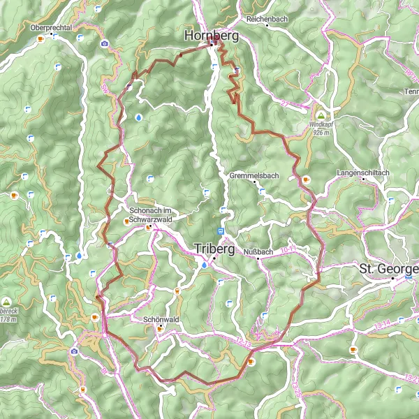 Map miniature of "Gravel Adventure in the Black Forest" cycling inspiration in Freiburg, Germany. Generated by Tarmacs.app cycling route planner