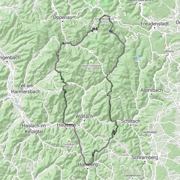 Karten-Miniaturansicht der Radinspiration "Höhen und Tiefen" in Freiburg, Germany. Erstellt vom Tarmacs.app-Routenplaner für Radtouren