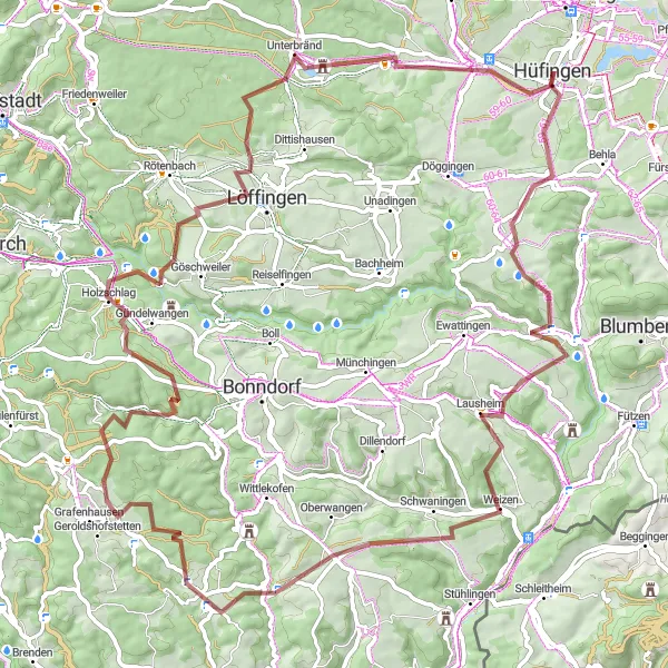 Karten-Miniaturansicht der Radinspiration "Bühl und Räuberschlössle Rundweg" in Freiburg, Germany. Erstellt vom Tarmacs.app-Routenplaner für Radtouren
