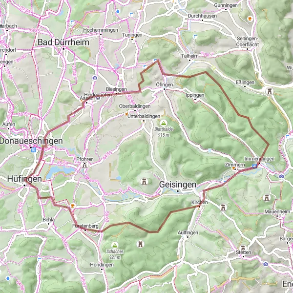 Karten-Miniaturansicht der Radinspiration "Aussichtsplattform und Kirchen-Hausen Runde" in Freiburg, Germany. Erstellt vom Tarmacs.app-Routenplaner für Radtouren