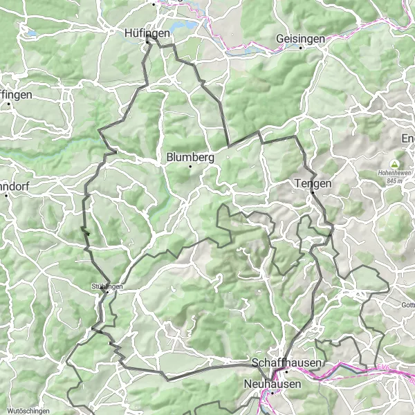 Karten-Miniaturansicht der Radinspiration "Rheinfall und Schwarzwaldtour" in Freiburg, Germany. Erstellt vom Tarmacs.app-Routenplaner für Radtouren