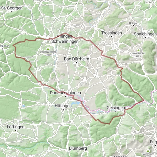 Karten-Miniaturansicht der Radinspiration "Abenteuerliche Gravel-Radtour durch die Natur" in Freiburg, Germany. Erstellt vom Tarmacs.app-Routenplaner für Radtouren