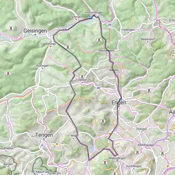 Map miniature of "Lake Constance Circuit" cycling inspiration in Freiburg, Germany. Generated by Tarmacs.app cycling route planner