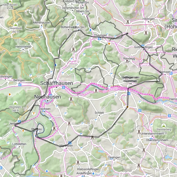 Map miniature of "The Scenic Road" cycling inspiration in Freiburg, Germany. Generated by Tarmacs.app cycling route planner