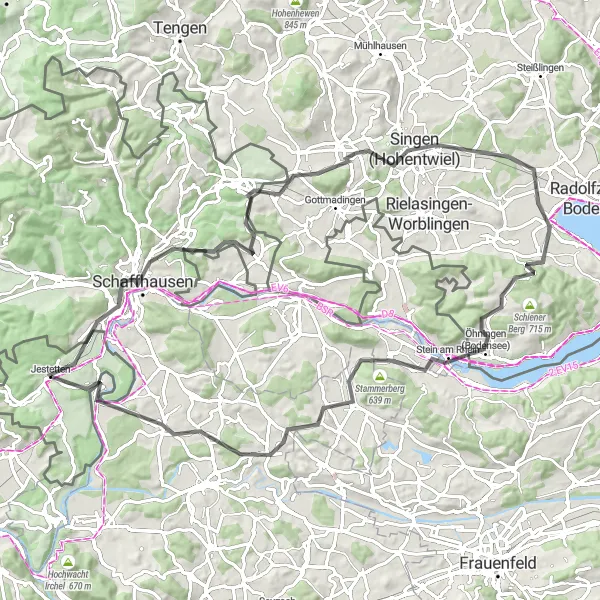 Karten-Miniaturansicht der Radinspiration "Erlebnisreiche Tour zum Bodensee" in Freiburg, Germany. Erstellt vom Tarmacs.app-Routenplaner für Radtouren