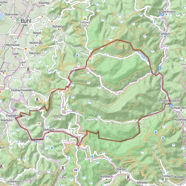 Karten-Miniaturansicht der Radinspiration "Gravel Tour in Schwarzwald" in Freiburg, Germany. Erstellt vom Tarmacs.app-Routenplaner für Radtouren