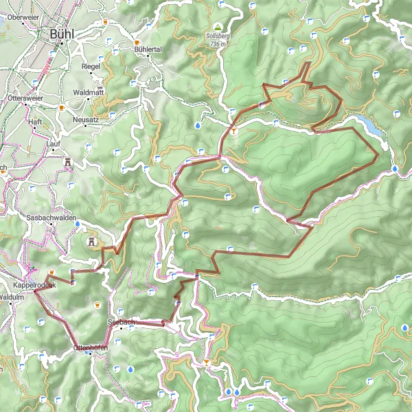 Karten-Miniaturansicht der Radinspiration "Kurvenreiche Graveltour" in Freiburg, Germany. Erstellt vom Tarmacs.app-Routenplaner für Radtouren