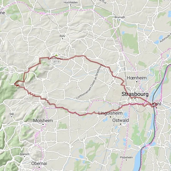 Karten-Miniaturansicht der Radinspiration "Herausfordernde Gravel-Tour durch die Vogesen" in Freiburg, Germany. Erstellt vom Tarmacs.app-Routenplaner für Radtouren