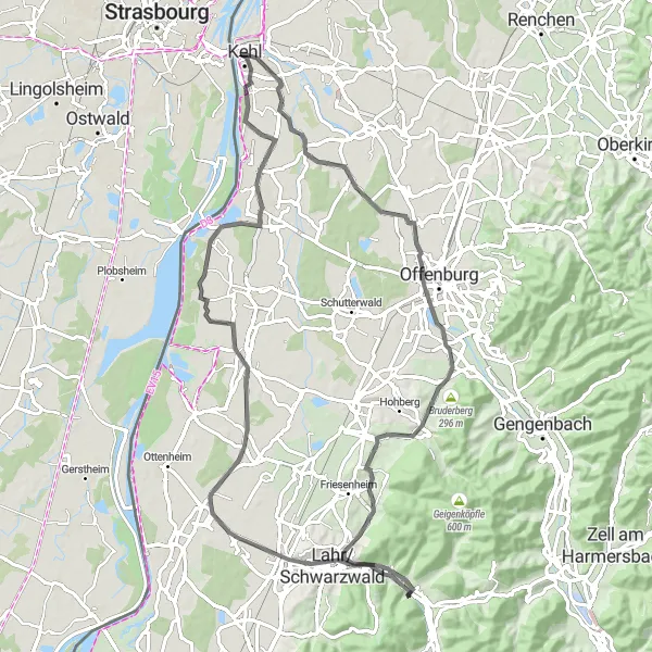 Karten-Miniaturansicht der Radinspiration "Rund um Freiburg" in Freiburg, Germany. Erstellt vom Tarmacs.app-Routenplaner für Radtouren