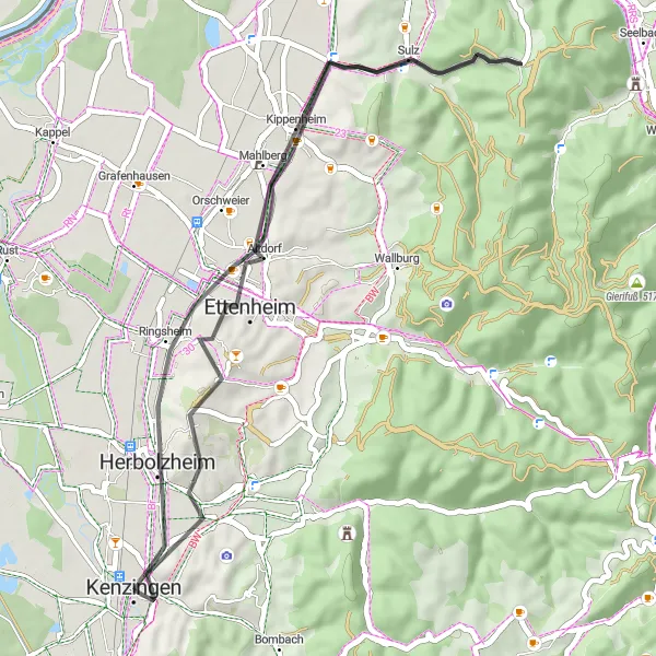 Karten-Miniaturansicht der Radinspiration "Schwarzwald Panoramarundfahrt" in Freiburg, Germany. Erstellt vom Tarmacs.app-Routenplaner für Radtouren