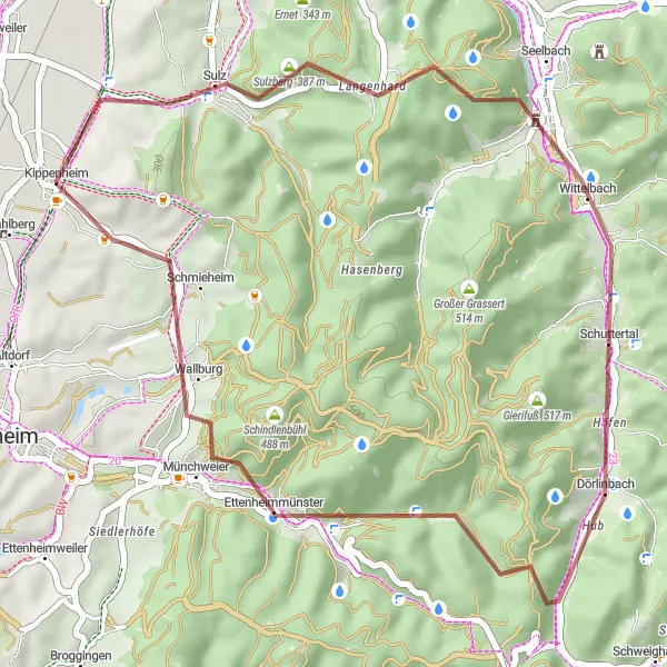 Karten-Miniaturansicht der Radinspiration "Sulzberg und Aussichtsturm Schnürbuck" in Freiburg, Germany. Erstellt vom Tarmacs.app-Routenplaner für Radtouren