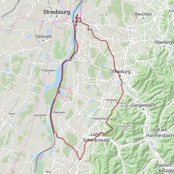 Karten-Miniaturansicht der Radinspiration "Kippenheimweiler und Krähennest" in Freiburg, Germany. Erstellt vom Tarmacs.app-Routenplaner für Radtouren