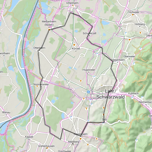Karten-Miniaturansicht der Radinspiration "Nonnenweier und Pavillon" in Freiburg, Germany. Erstellt vom Tarmacs.app-Routenplaner für Radtouren