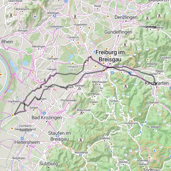 Karten-Miniaturansicht der Radinspiration "Schwarzwald-Rundtour von Kirchzarten" in Freiburg, Germany. Erstellt vom Tarmacs.app-Routenplaner für Radtouren
