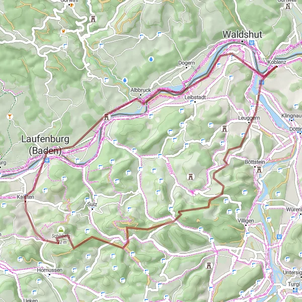 Karten-Miniaturansicht der Radinspiration "Gravel-Rundtour von Koblenz nach Freiburg" in Freiburg, Germany. Erstellt vom Tarmacs.app-Routenplaner für Radtouren