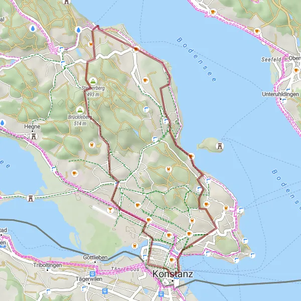 Map miniature of "Scenic Gravel Loop" cycling inspiration in Freiburg, Germany. Generated by Tarmacs.app cycling route planner