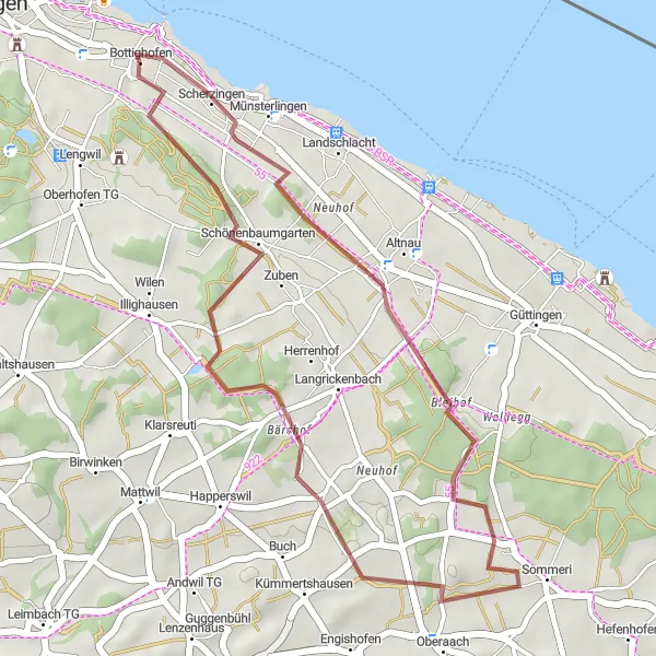 Map miniature of "Gravel Adventure" cycling inspiration in Freiburg, Germany. Generated by Tarmacs.app cycling route planner