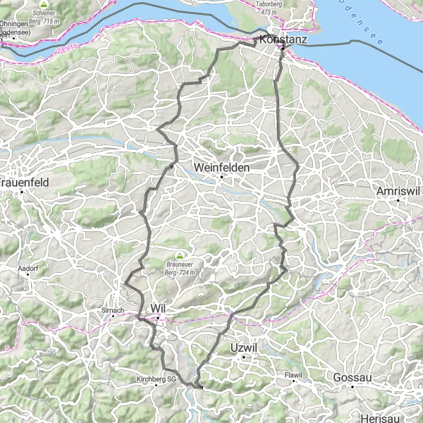 Map miniature of "The Mountain Challenge" cycling inspiration in Freiburg, Germany. Generated by Tarmacs.app cycling route planner