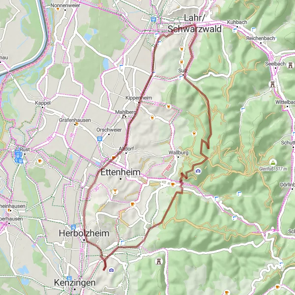 Karten-Miniaturansicht der Radinspiration "Die Wildnis-Expedition" in Freiburg, Germany. Erstellt vom Tarmacs.app-Routenplaner für Radtouren