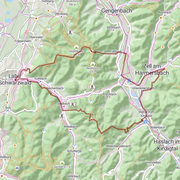 Karten-Miniaturansicht der Radinspiration "Schwarzwald Schleife" in Freiburg, Germany. Erstellt vom Tarmacs.app-Routenplaner für Radtouren