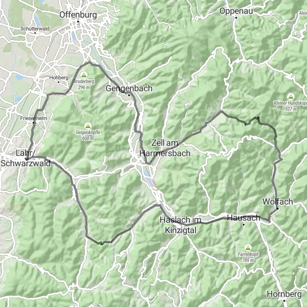 Karten-Miniaturansicht der Radinspiration "Die Schwarzwald-Schleife" in Freiburg, Germany. Erstellt vom Tarmacs.app-Routenplaner für Radtouren