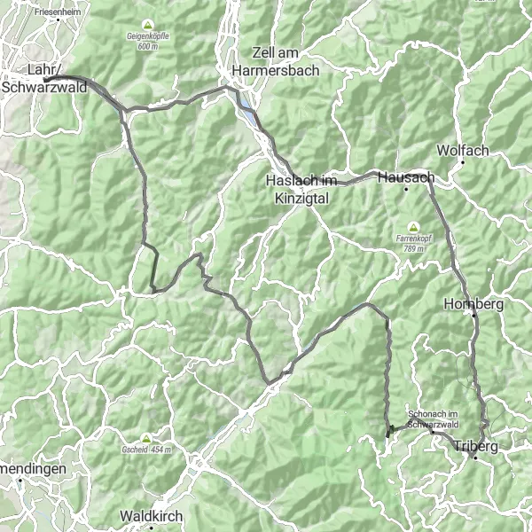 Karten-Miniaturansicht der Radinspiration "Schwarzwald Challenge" in Freiburg, Germany. Erstellt vom Tarmacs.app-Routenplaner für Radtouren