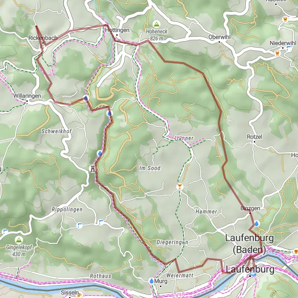 Map miniature of "Hans-Thoma-Blick Gravel Ride" cycling inspiration in Freiburg, Germany. Generated by Tarmacs.app cycling route planner