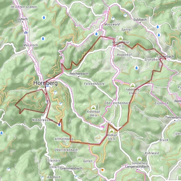 Map miniature of "Gravel Adventure: Black Forest Loop" cycling inspiration in Freiburg, Germany. Generated by Tarmacs.app cycling route planner